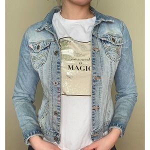 XL Abercrombie Vintage Denim Jacket Y2K Barbiecore